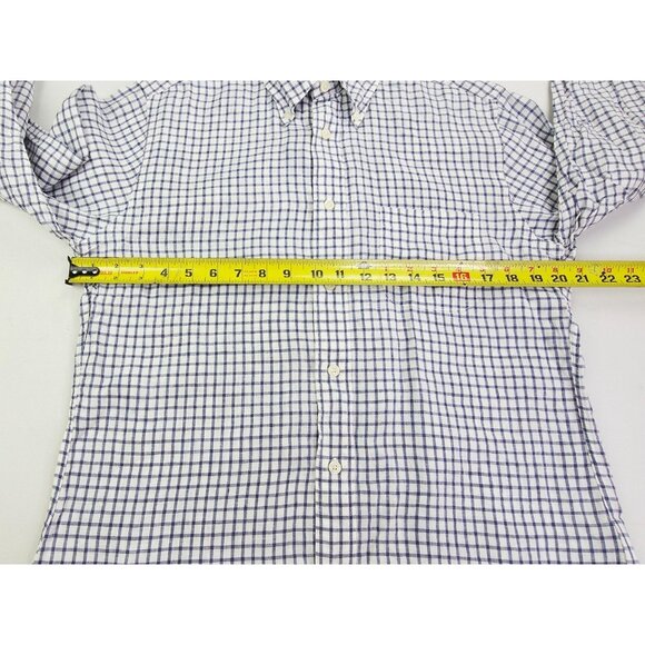 Brooks Brothers Regent Size Medium Men White Blue Check Baird Mcnutt Irish Linen - Picture 3 of 10
